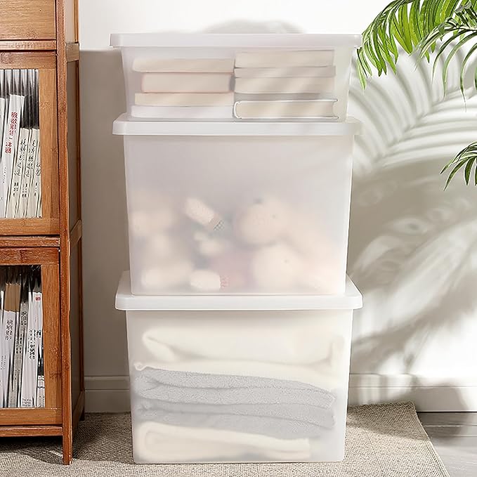 15 Quart Stackable Plastic Storage Bins with LidsContainer to Organize Shoes and Crafts on Closet ShelvesGarage Totes Tubs Boxes Organizing 4 Pack (4L)