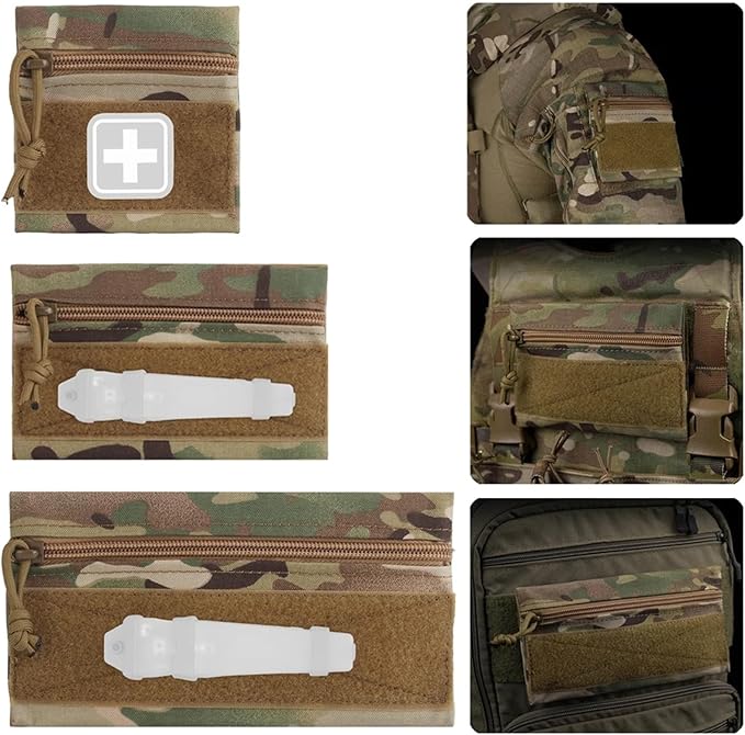 Tactical Zipper Pouch With Multitool Slot Modular Internal Organizer For Small Tools Utility Pocket Insert For Backpack(BP-81-WG S)