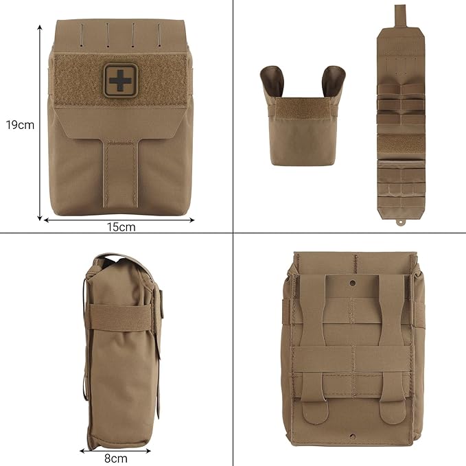 Small Tactical First Aid Pouch Lightweight Medical Kit Bag for MOLLE Straps Compact Organizer for Chest Rigs Battle Belts Hiking Packs