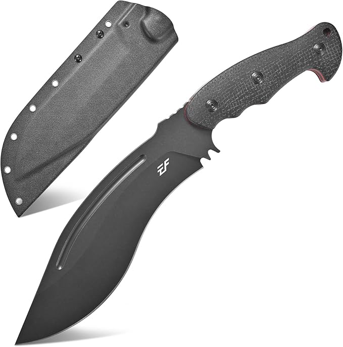 Eafengrow EF159 Fixed Blade Knife AUS-10 Steel Dog Leg shape Blade Micarta Handle Full Tang EDC Tool Straight Knifes for Outdoor Camping Hunting Bushcraft(Black)