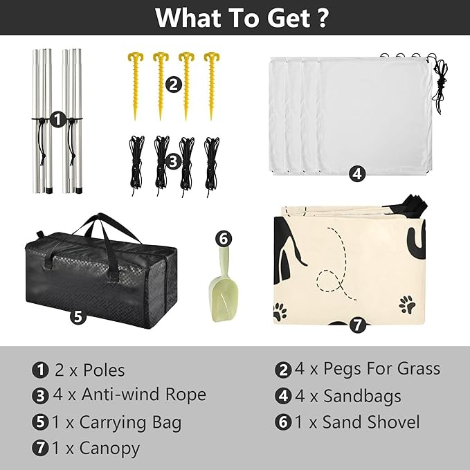 Elephant Beach Canopy Sun Shelter with Sandbags &amp Sand Shovel &amp Windproof Ropes - Portable 110x126 Beach Shade Beach Tent for Camping Picnics