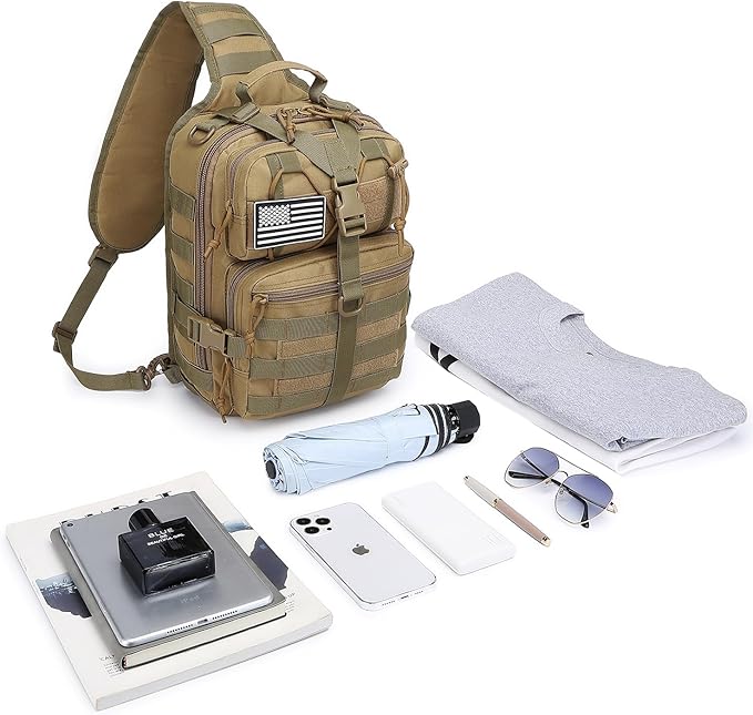 ATBP Tactical Sling Pack Big Crossbody Backpack Over Shoulder Bag Military for Men Hiking Outdoor Sport Gym