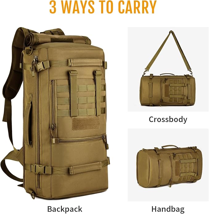 HUNTVP 50L 3 Way Tactical Military MOLLE Assault Backpack Modular WR Bag