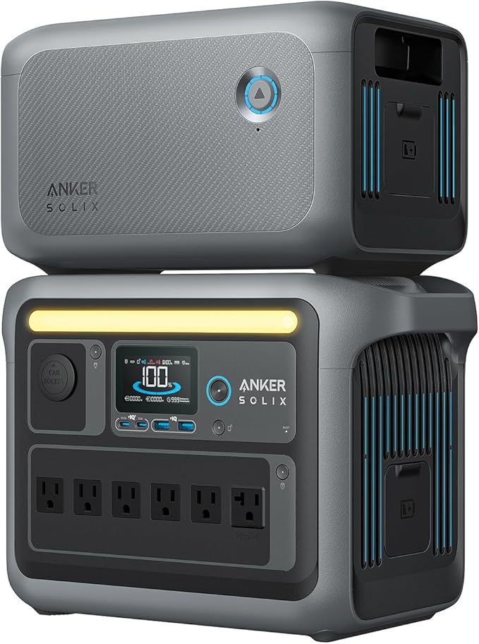 Anker SOLIX C1000 Portable Power Station and BP1000 Expansion Battery 1800W Solar Generator Full Charge in 58 Min 2112Wh LiFePO4 Battery for Outdoor Camping and Home Backup (Optional Solar Panel)