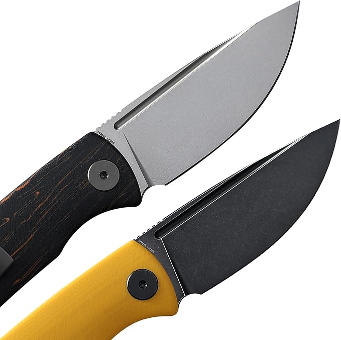 Petrified fish PFP01X Beluga2.99 14C28N Sand blasting Blade95.6g G10 Hande Front Flipper Liner lock Folding knife (Yellow G10 Black Stonewashed)