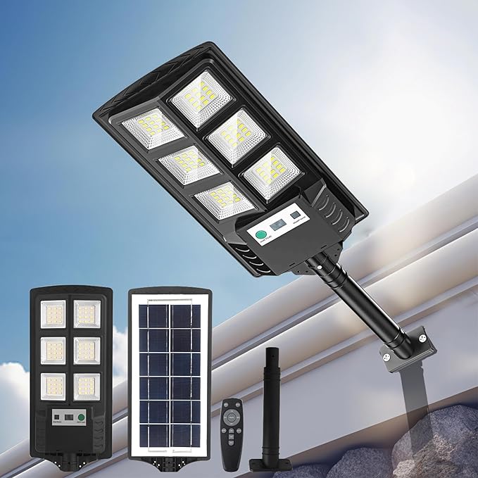 Solar Lights Outdoor Waterproof LED Solar Powered Security Flood LightMotion Sensor Solar Street Light with Remote Control for GarageYardParking Lot etc (2 Pack)