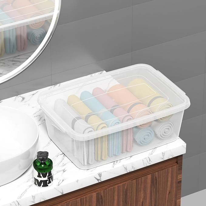 14 Quart Clear Plastic Storage Bin Plastic Latching Containers with Lids 4 Packs