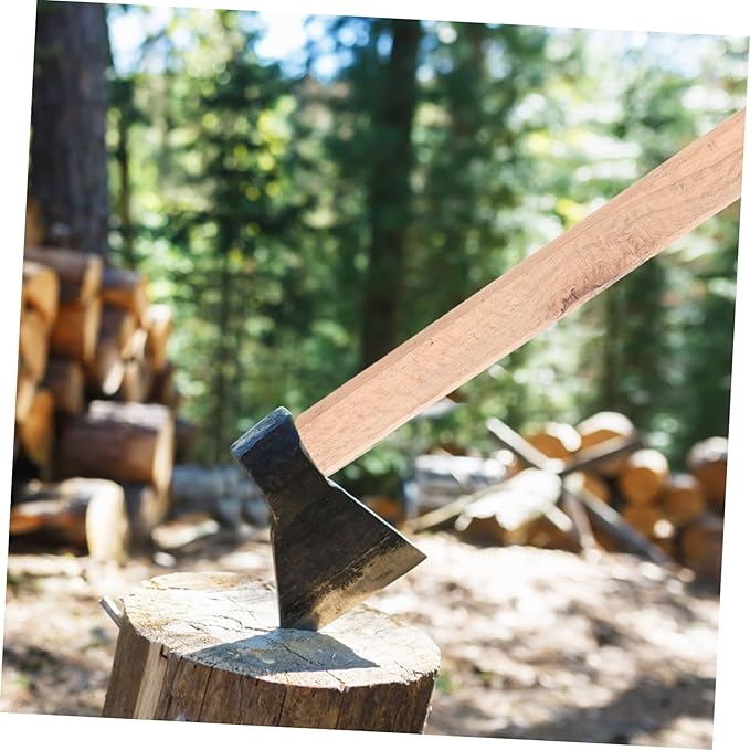 HOMSFOU 2pcs Broad Wooden Handle Ax Replacement Kit Camp Wood Handle Easy Install