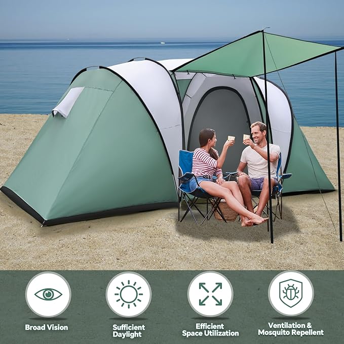 Camping Tent for 2/4/6 Person Dome Waterproof Double Layer Family Tents Easy Setup for Hiking Backpacking Picnic