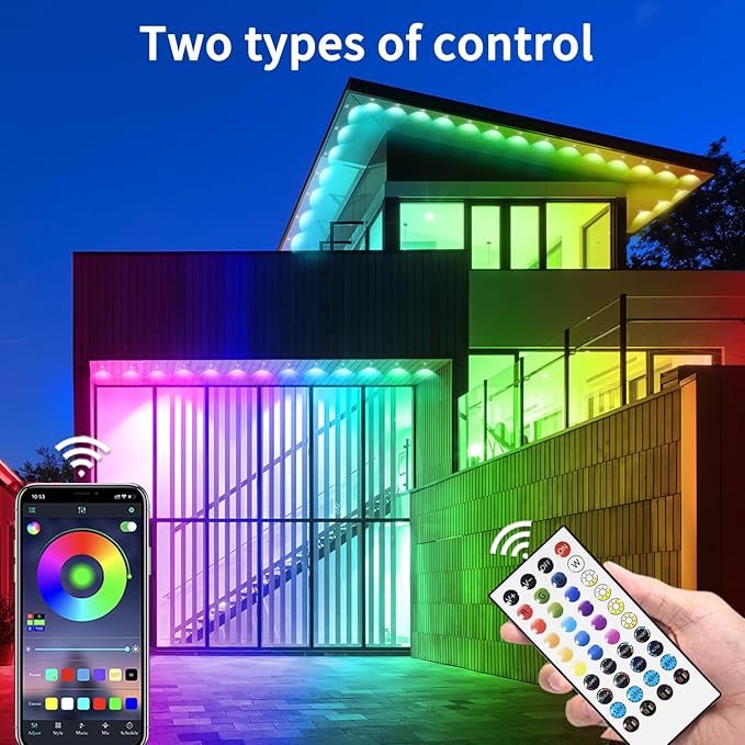 295ft permanent outdoor light RGB Smart outdoor eave lights with APP &amp Remote Controltimed Music synchronisation IP67 waterproof LED eave lightsuitable for partyHalloweenChristmasrooftopgar