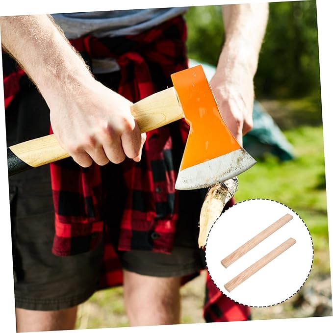 Mikikit 2Pcs Axe Handles Replacement Durable No Burrs Handle for Hatchet and Camping Axes Compatible with Axes Easy to Maintain Labor Saving Design