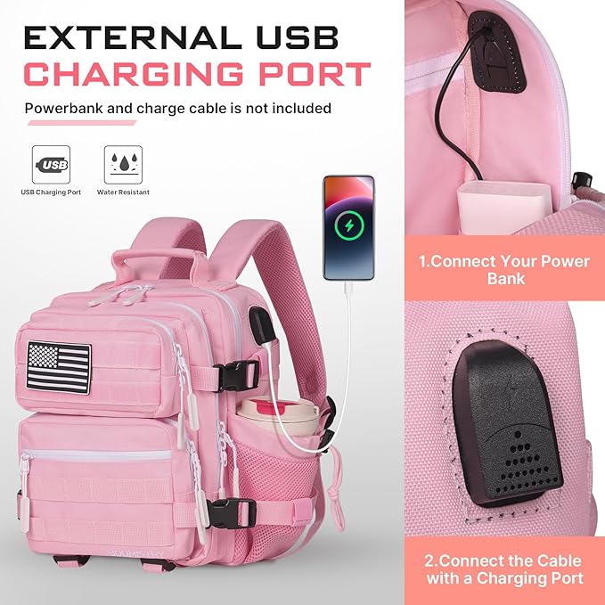 Boomistry 15L Mini Tactical Backpack Small Tactical Backpack for Women Military Backpack for Gym Hiking Daily (Pink-15L)