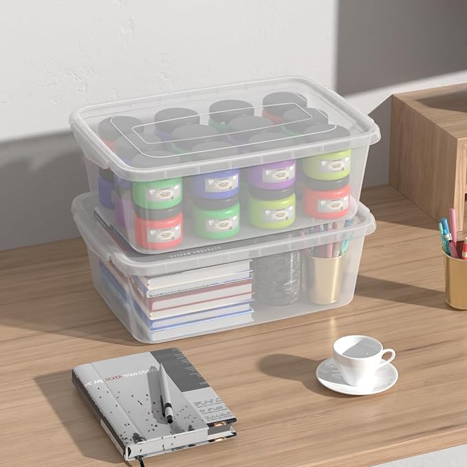 14 Quart Plastic Storage Box Clear Dough Rising Box with Lid Pizza Dough Proofing Containers 4 Packs