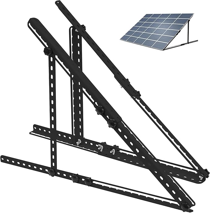 Solar Panel Mount Brackets 30 inch Solar Panel Stand with 0-90° Adjustable Foldable Tilt Legs Support for RV Roof Boat and Off-Grid Black