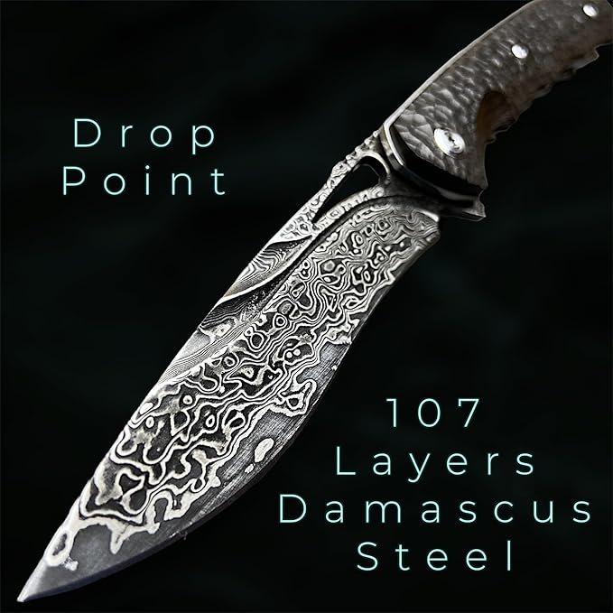 TACTICAL GEARZ Damascus Steel Pocket Knife for EDC Ebony (Black) Wood Handle Multi-Layered Damascus Steel Blade (Krato XT Beast Bundle)