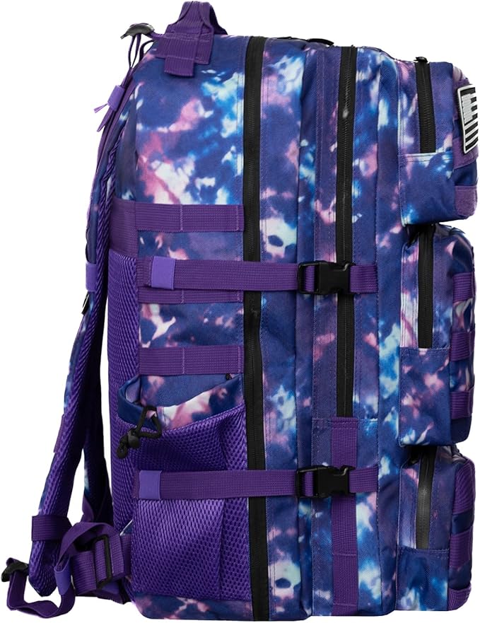 55L Military Tactical Backpack - Bug Out Bag with MOLLE System for Hiking(Purple tie dye)