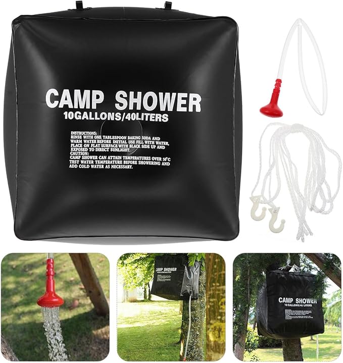 Solar Shower Bag 40l Portable Camping Pouch Solar Water Heating Bag for Outdoor Hiking Beach Travel