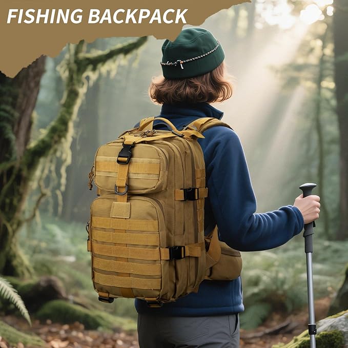 Camo hunting backpacksmall tactical backpack military backpack for men camping backpack 3-day bag(Khaki)