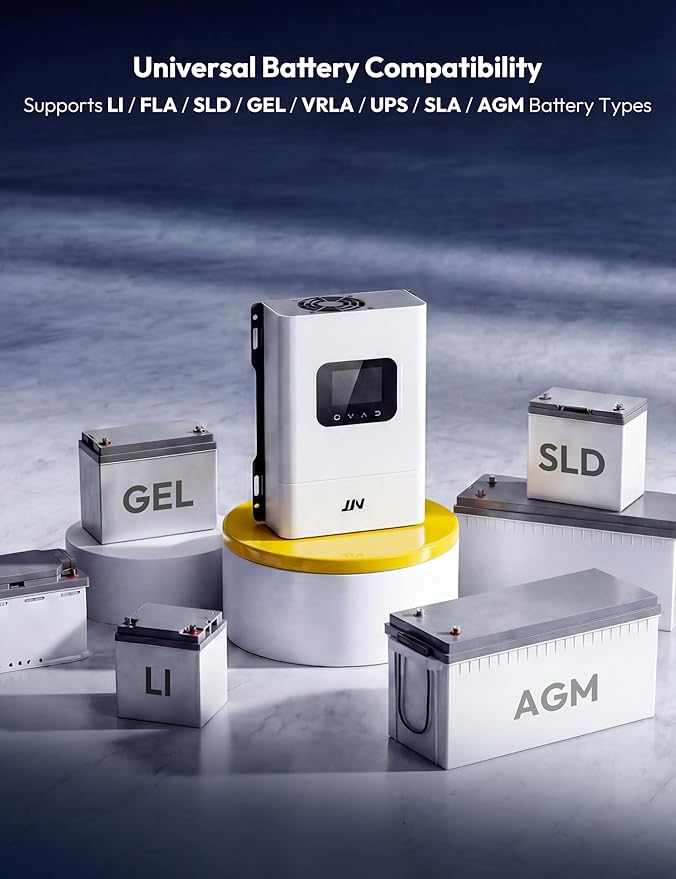 MPPT Solar Charge Controller 60A 12V/24V/36V/48V/60V/72V99.5% Efficiency LiFePO4 AGM Compatible with OLED Display &amp WiFi Remote Monitoring