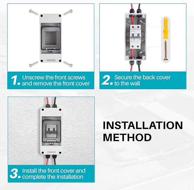 Solar Panel Disconnect Switch 10A 2P 400V DC/AC Breaker Disconnect Box Outdoor Breaker Box Suitable for photovoltaic and Wind Energy Home Battery Systems (40 Amps)