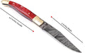 Damascus steel blade Laguiole style Folding knife by Damascus depot 8.5 Long with 4 hand forged custom twist pattern Blade. unshrinkable Resin scale exotic color with brass bolster and Pommel. Cow