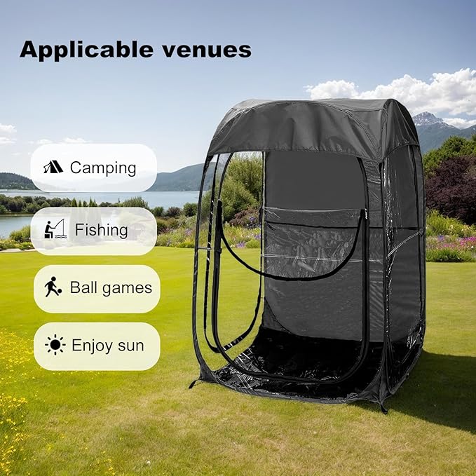 Donext Portable Sports Tent Instant Shelter Lightweight Waterproof Outdoor Camping Tent Compact Carry Bag for Wind Rain Protection Black