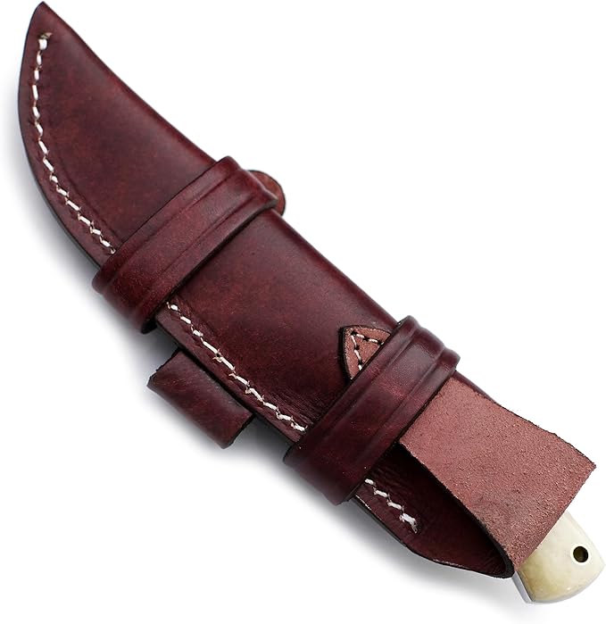 GCS Handmade D2 Tool Steel Tactical Hunting Knife with Leather Sheath and Full Tang Handle Designed for Hunting and Camping &amp EDC GCS 761