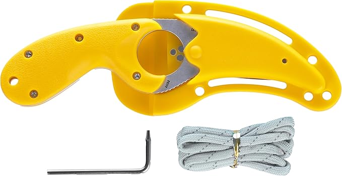 CRKT Bear Claw Fixed Blade Knife with Sheath: Rafting Rescue Self-Defense Serrated Blade with Blunt Tip Yellow Glass-Reinforced Nylon Handle Positive Sheath Lock 2511Y