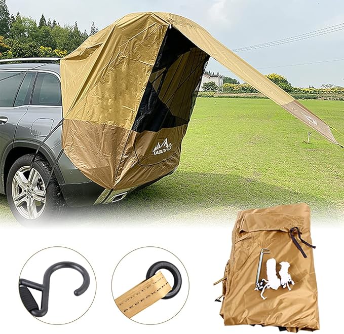 SUV Tent for Camping Portable SUV Awning Waterproof Tailgate Shade Awning for SUV Truck Hatchback Sun Shelter with Mosquito Net &amp Windproof Ropes for Outdoor Travel