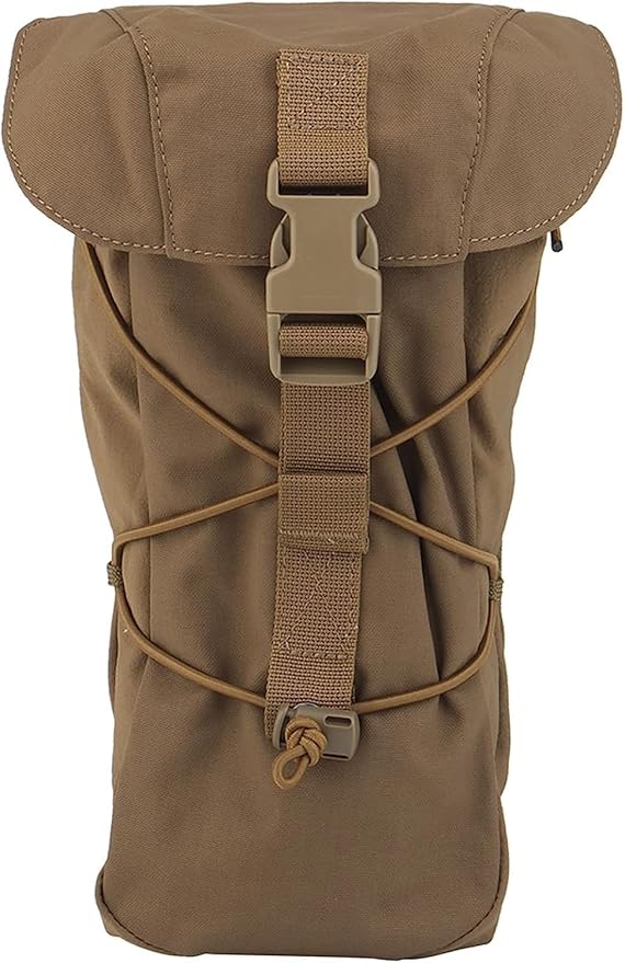 ACEXIER Tactical GP Molle Utility Pouch Bungee Shock Cord Quick Release Buckle Fastener Water Hydration Bag Kettle Holder Hunting Bag (Tan)