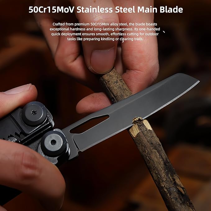 Multi Tool 19-in-1 Full-Size Lightweight EDC Multi-Purpose Pliers Household Screwdriver Camping Outdoor Gear Nylon Bag Tools Gifts for Guys Gifts for Hunters Men who have Everything (Black)