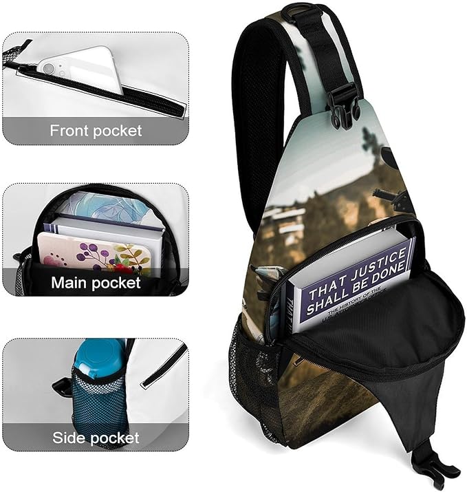 Sport Motorcycle Sling Bag Chest Shoulder Backpack Crossbody Bags Travel Chest Pack Anti Theft Fanny Pack Men Women