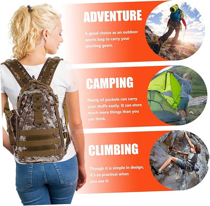 HANABASS 1pc Practical Capacity Outdoor Backpack for Travel Hiking Camping Desert Camouflage Design Multiple Pockets for Easy Storage and Organization