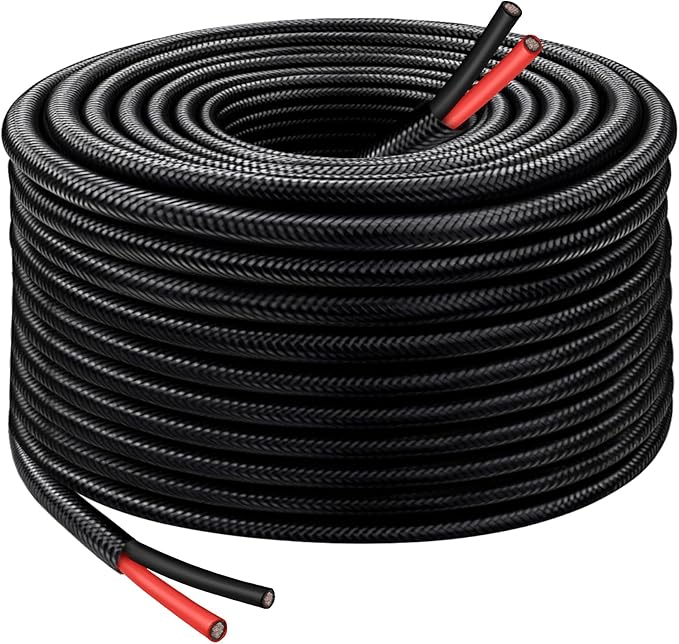 XRDS -RF 10AWG Solar Extension Cable 50FT with Flame-Retardant Protective Sleeving Tinned Copper PV Wire Flexible Outdoor Photovoltaic Cable for Solar Panel RV Boat Off-Grid System