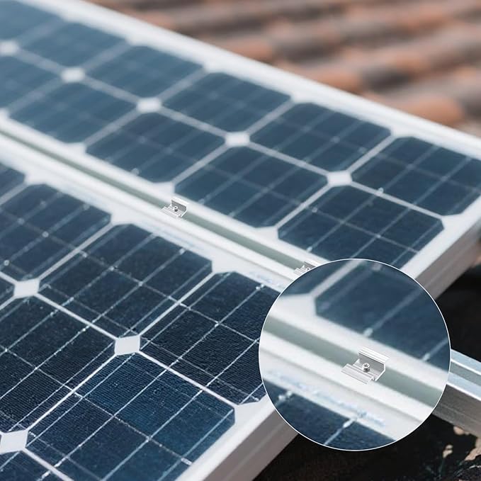 60 PCS Solar Panel Mid Clamps Solar Panel Bracket Aluminum Solar Mid Clamp for Solar Panel Mount 2 x 0.6 x 1.1 inch