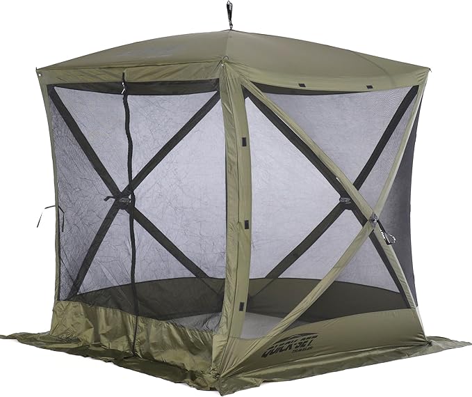 CLAM Quick-Set Pop Up Screen Tent Traveler 6 x 6 ft Instant Setup Green Portable Outdoor Shelter Compact Bug-Free Canopy Tent for Camping Fishing Backyard - Green