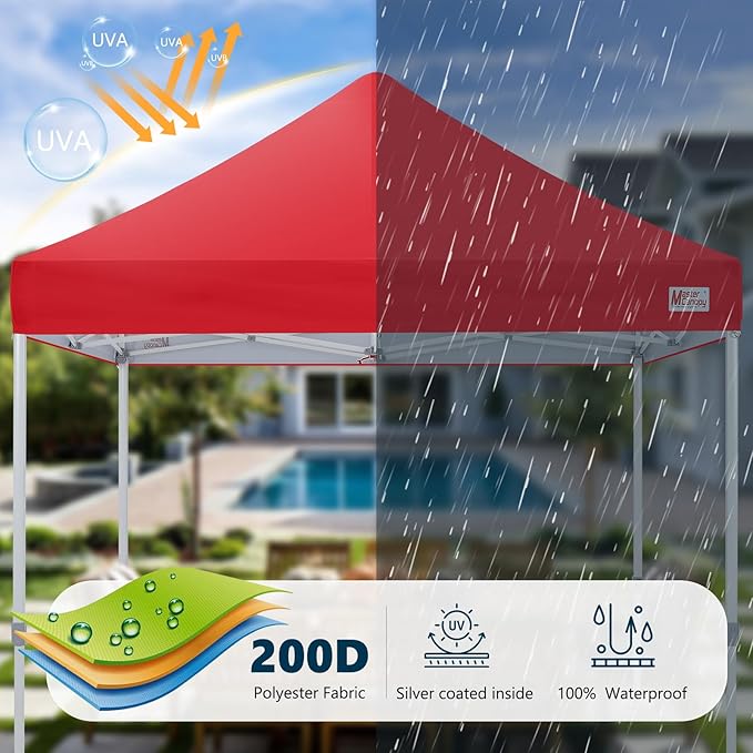 MASTERCANOPY Pop Up Canopy Tent Commercial Grade 10x10 Instant Shelter (Red)