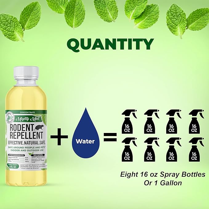 Peppermint Oil Rodent Repellent Spray and Concentrate - Makes 1 Gallon