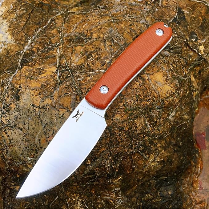Watchman W205D EDC Fixed Blade Knife 14C28N Blade Steel Micarta Handle with Kydex Sheaths for Outdoor Activities Camping Brown