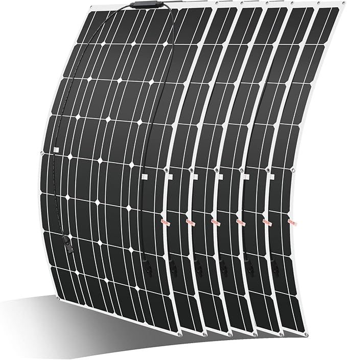 600W Solar Panel 12V Flexible Solar Panel 6pcs 100W Solar Panels Monocrystalline Suitable for Roofs Caravans Boats Solar Panels 600W