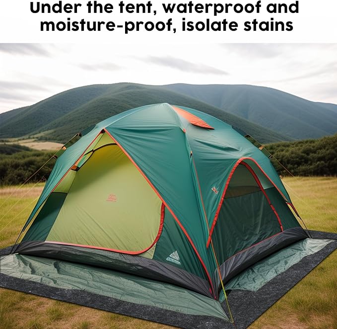 CIEOVO Camping Tent Carpet Mat 6 x 6 Ft Waterproof Rug for Outdoor Use Dark Gray