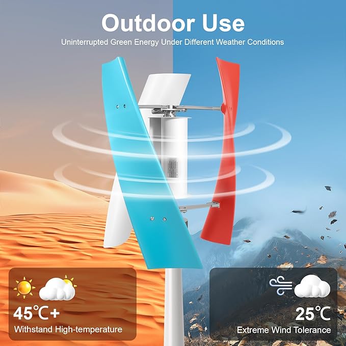 Wind Turbine 400w Vertical Axis Wind Generator with Controller for Boats Cabins Mobile Houses 12V