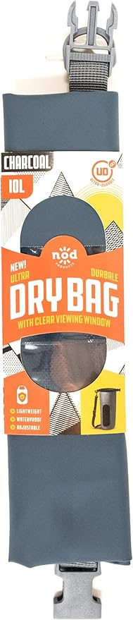 10 Liter Charcoal Fully Waterproof Lightweight Floating Dry Bag with Clear View Panel for Beach Travel &amp Gifts