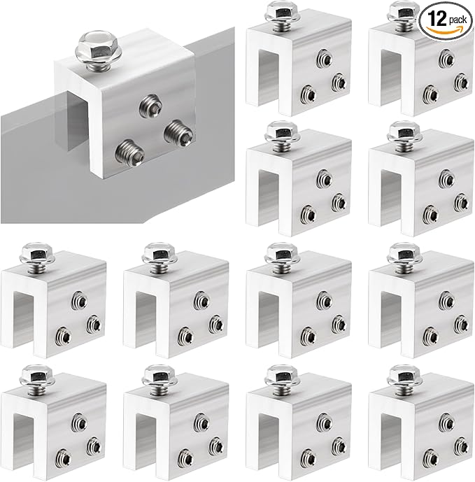 12PCS Standing Seam Roof Clamps Metal Roof Fixing Clamps Racking Bracket for Solar Panel Module Installation Starlink Base Heat Cable and Snow Guard Attachment