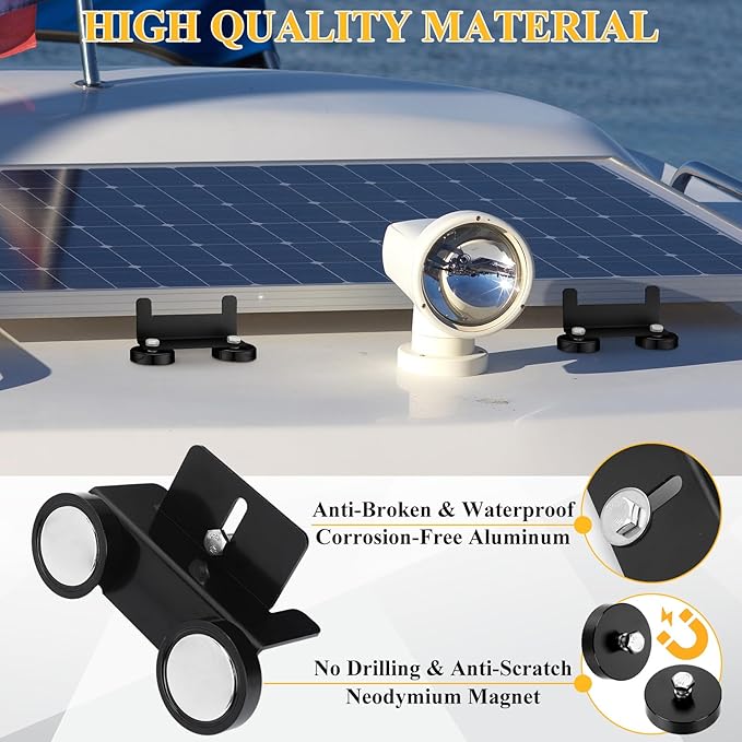 1200 Lbs No Drill Magnetic Solar Panel Mount Bracket Solar Panel Mounting Z Brackets for Sheds Roofs Walls Boats Trucks Trailers Lightweight Aluminum Corrosion-Free(Black 4 Pack)
