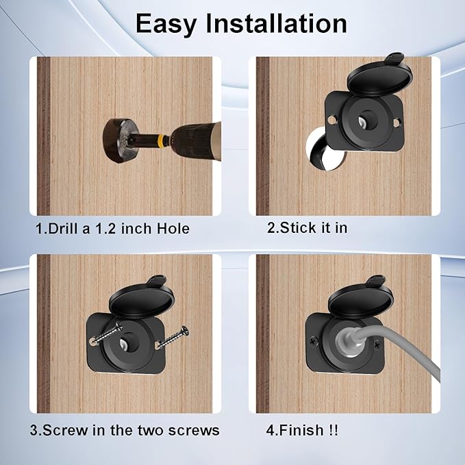 Waterproof Wall Socket Passthrough for Starlink Mini DC 5.5 x 2.1 Female Power Connector Outlet Perfect for RV Campervan Caravan Motorhome Battery Box Replacement Cigarette Lighter