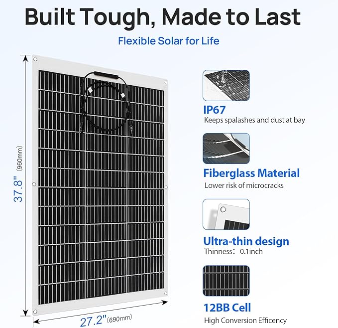 ECO-WORTHY 260Watt 12Volt Flexible Solar Panel Kit for Off Grid Home RV Boat and Uneven Surfaces:2pcs 130W Mono Solar Panel + 30A 12V Charger Controller + Solar Cable + Tray Cable + Y Branch