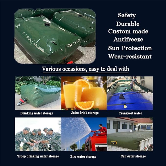 Soft Drought-Resistant Water BagBladder Water Storage Bag Collapsible Bladder Portable Water Tank Large Flexible Emergency Bucket Camping Shower Water Container ( Size : 2*2*1m/4000L/1056gallon )