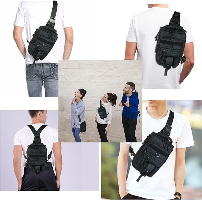 DegeTMVe Dual Pistol Holster Chest Bag Concealed Carry Sling Crossbody Tactical Gun Convertible Backpack Shooting Hunting