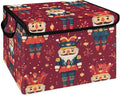 Nutcrackers Storage Basket with Lid Christmas Foldable Storage Box Fabric Storage Bins with Carrying Handles for Home Bedroom Closet Organization